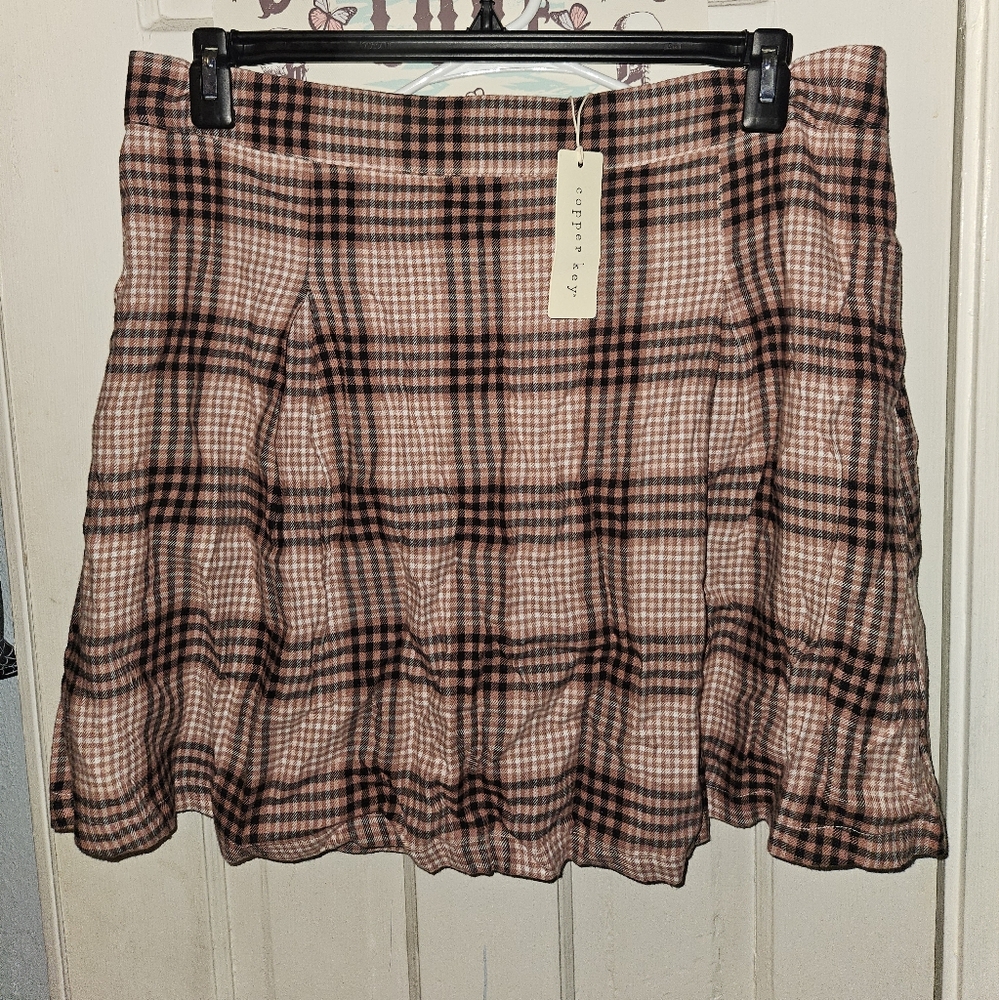 Copper Key Pink and Brown Bubble Mini Skirt